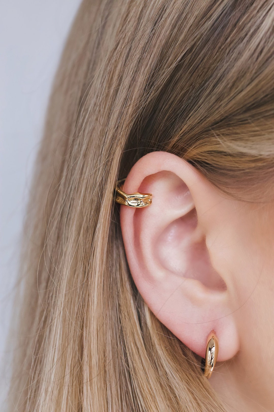 Thick Ear Cuff GOLD EAR CUFF No Piercing Ear Cuff Gold Etsy UK