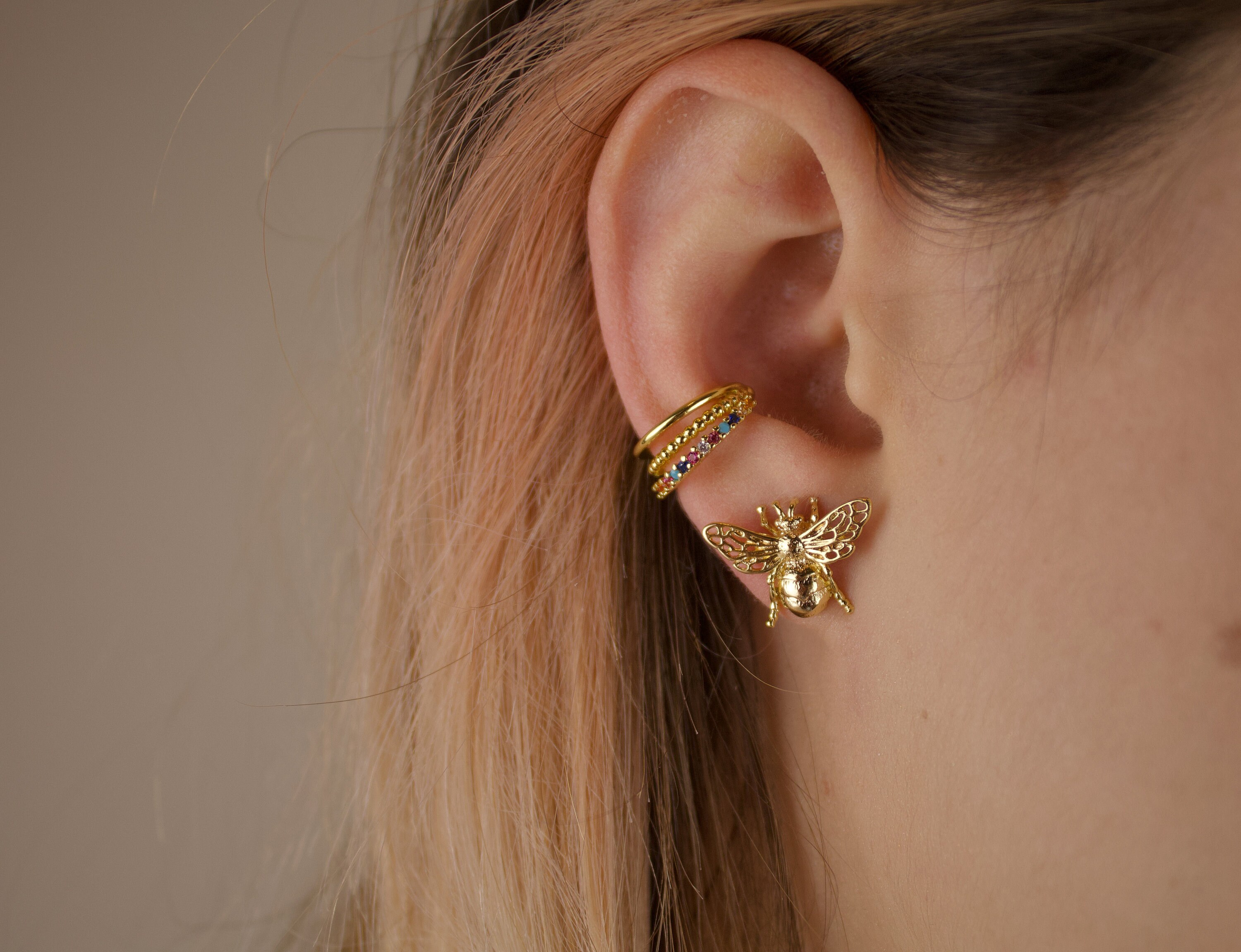 Thick Ear Cuff double ear cuff no piercing ear cuff gold Etsy