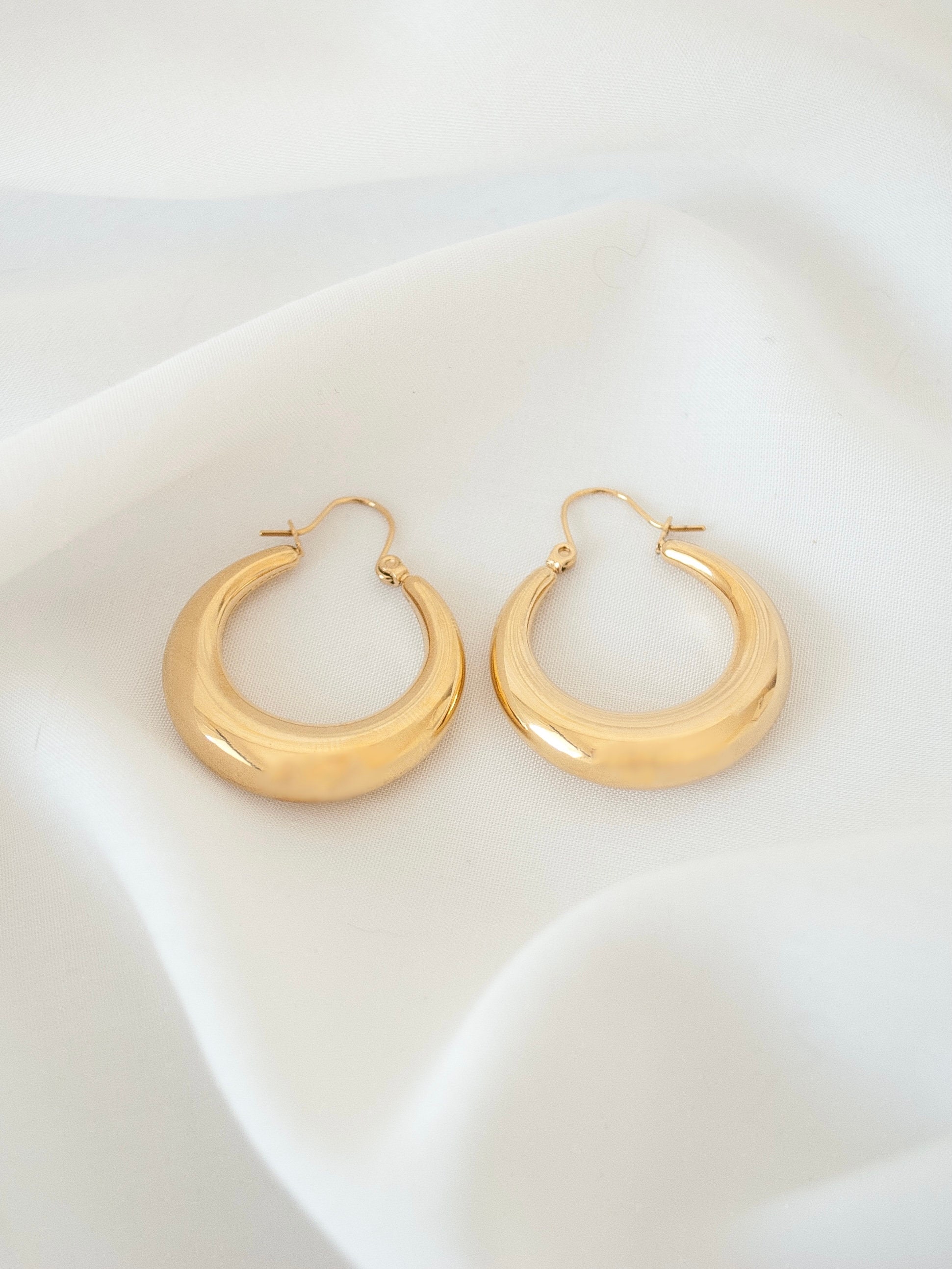 18ct 18K Gold Plated Clear Crystal Huggie Hoop Earrings  UK Gift Idea   eBay