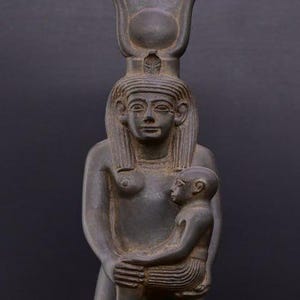 Hathor and Horus Statue: Egyptian Goddess Replica, Home Decor