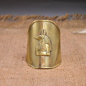 Handmade Brass Anubis Bracelet: Egyptian God Jewelry