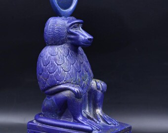 ラピスラズリのトート像：エジプトの知恵の神、ヒヒの像 - Etsy 日本