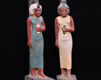 Statua della dea Seshat: scultura egizia in pietra (2 colori)