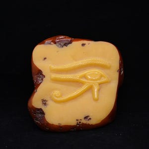 Handcrafted Amber Eye of Horus Sculpture Ancient Egyptian Symbol of protection, powerful | Handcrafted Museum Replica made in Egypt