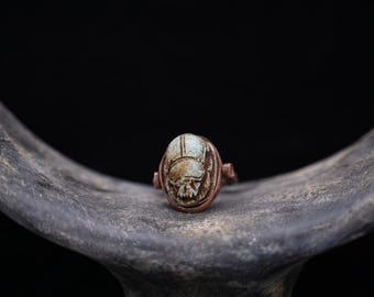 古代エジプト　副葬品　スカラベ　指輪　ファイアン　ガンダーラ　ウシャブティ　出土 スカラベリング - 幸運/保護の象徴である素敵なスカラベリング - 創造