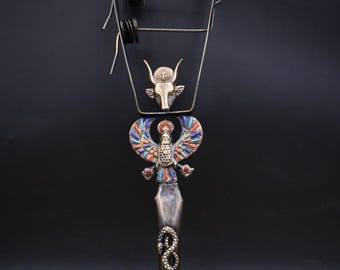エジプト　希少ハトホルシストラム 古代エジプトの幸運、守護、創造の象徴である銅製の神聖な楽器