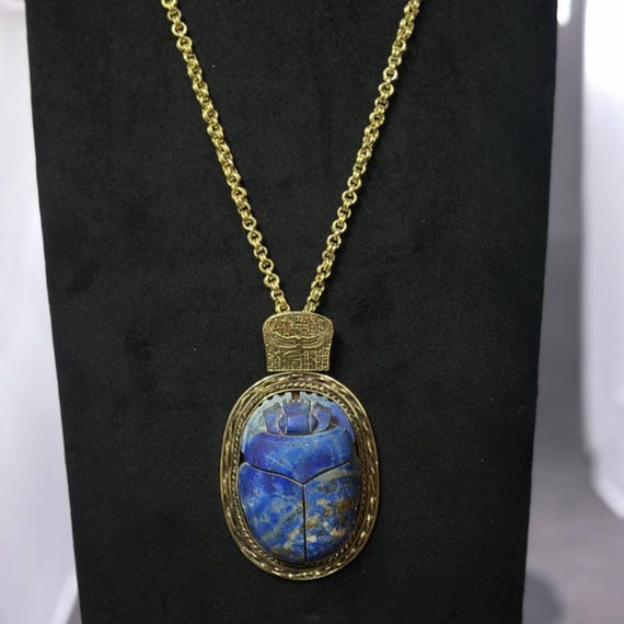 送料無料ラピス付きエジプトリバイバルイヤリング並行輸入 ヴィンテージ エジプト リバイバル スカラベ ラピス スターリング