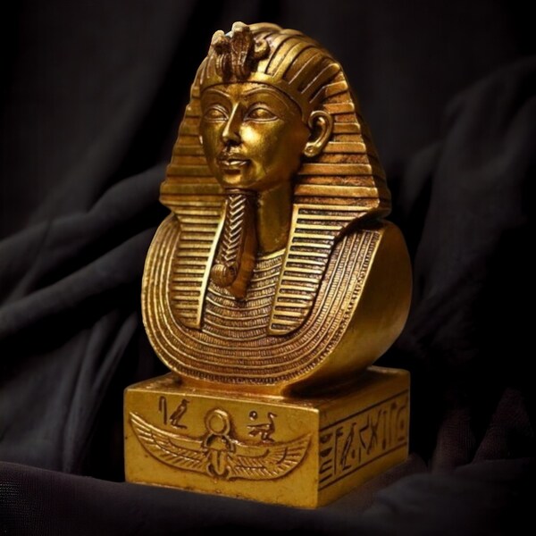 Replica of Tutankhamun's Head Statue | Ancient Egyptian Pharaoh Art | Finest Stone Craftsmanship | Collectible & Decor