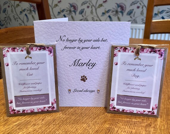 Loss Of Cat Cat Sympathy Cards X 10 and Wildflower Seed Favors X 10