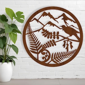 Archivo SVG de arte mural con tema de Nueva Zelanda. Archivo vectorial ai, cdr, dxf, descarga instantánea, diseño digital, corte láser, arte mural NZ kiwiana
