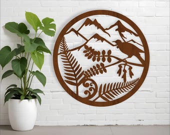 New Zealand Scenery Wall Art: Laser Cut Kiwi Fern Design (Digital Download)