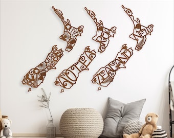 New Zealand Map SVG Laser Cut Files, Kiwiana Wall Decor (Digital Download)