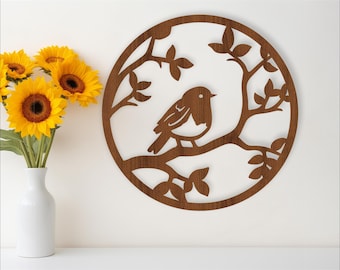 Robin Bird wall art, SVG file. vector file ai, cdr, dxf instant download digital design, laser cut, wall art garden theme