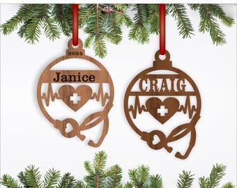 Doctor/Nurse Christmas Ornaments SVG laser cut, instant download Pdf, Dxf, Ai and Cdr template.