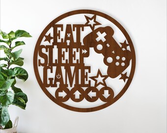 Gamer Room Sign laser cut SVG - Eat Sleep Game gaming theme decor (Digital Download)