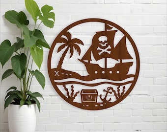 Pirate Ship wall Sign: Laser Cut SVG Kids Pirating room decor (Digital Download)