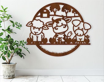 Farm Animal Wall Art: Laser Cut SVG File (Digital Download)