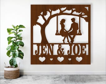 Couples Anniversary Name Sign: Laser Cut Wedding Decor SVG (Digital Download)