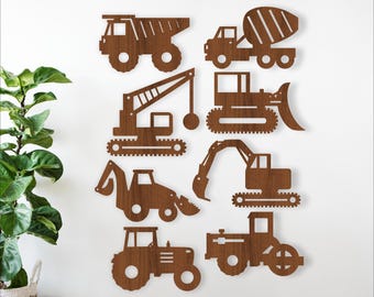 Construction Vehicle SVG Bundle: 8 Trucks & Heavy Machinery Laser Cut Files (digital download)