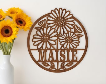 Daisy Flower Name Sign - Laser Cut Personalized Floral Decor (Digital Download)