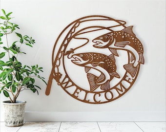 Fishing Welcome Sign SVG: Laser Cut Wall Art (Digital Download)