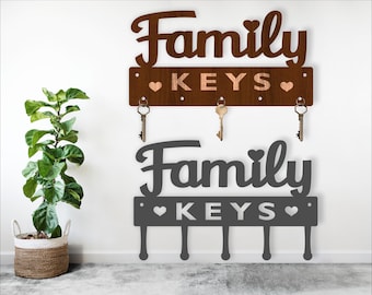 Family Keys Holder Laser Cut File: Wood & Metal Designs (Digital Download)