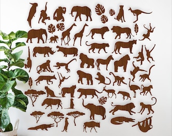 Safari Animals SVG Bundle: 54 Wild Animal Laser Cut Designs (digital download)