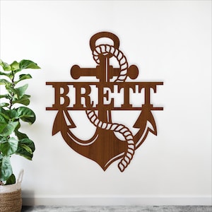 Nautical Anchor Name Sign - Ocean Theme Laser Cut Personalized Wall Art (Digital Download)