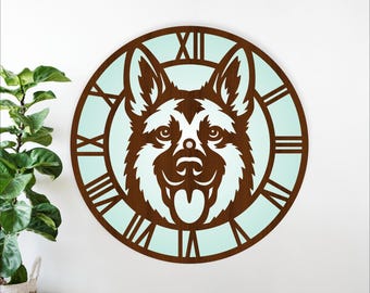 German Shepherd Clock SVG Pet Dog Clocks Laser Cut Files (Digital Download)