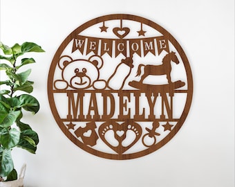 New Baby Name Sign SVG: Laser Cut Nursery personalized wall sign (digital download)