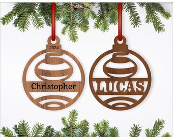 Curling Christmas Ornament  SVG laser cut, instant download Pdf, Dxf, Ai and Cdr template.