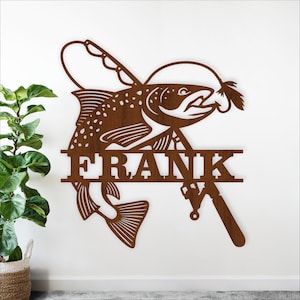 Fly Fishing Name Sign SVG - Personalized Laser Cut Fisherman Decor (Digital Download)