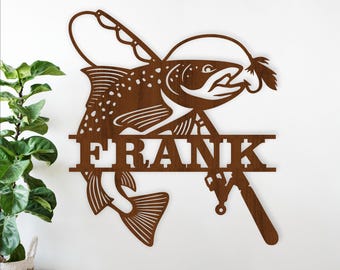Fly Fishing Name Sign SVG - Personalized Laser Cut Fisherman Decor (Digital Download)