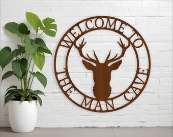 Man Cave Stag Sign: Laser Cut Template (SVG, Ai, Cdr, Dxf)