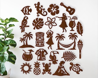 Tropical SVG Bundle, 25 Summer Beach Silhouette Set Hula Laser Cut (Digital Download)