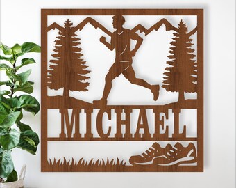 Runner male Name Sign – SVG Laser Cut Running Themed Wall Art (Digital Download)