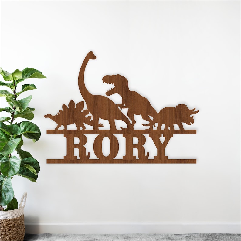 Dino Name Sign - Personalized Dinosaur SVG Laser Cut Template (Digital Download) image 1