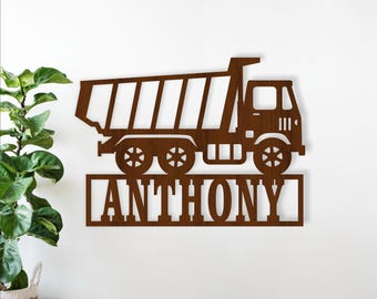 Dump Truck Name Sign SVG, Laser Cut Construction Vehicle Wall Art (Digital Download)