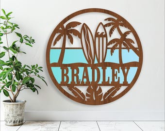 Surfers Beach Name Sign: Laser Cut Personalized Wall Art (Digital Download)