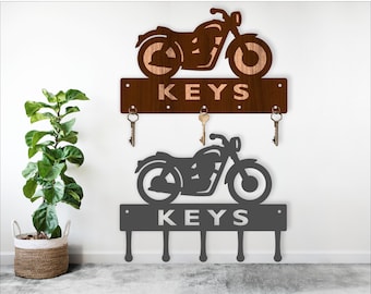 Motorcycle Key Holder Laser Cut Files: Wood & Metal (Digital Download)