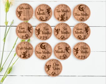 Fairy theme Milestone Discs Set SVG: Laser Cut Fairies Monthly Markers (Digital Download)
