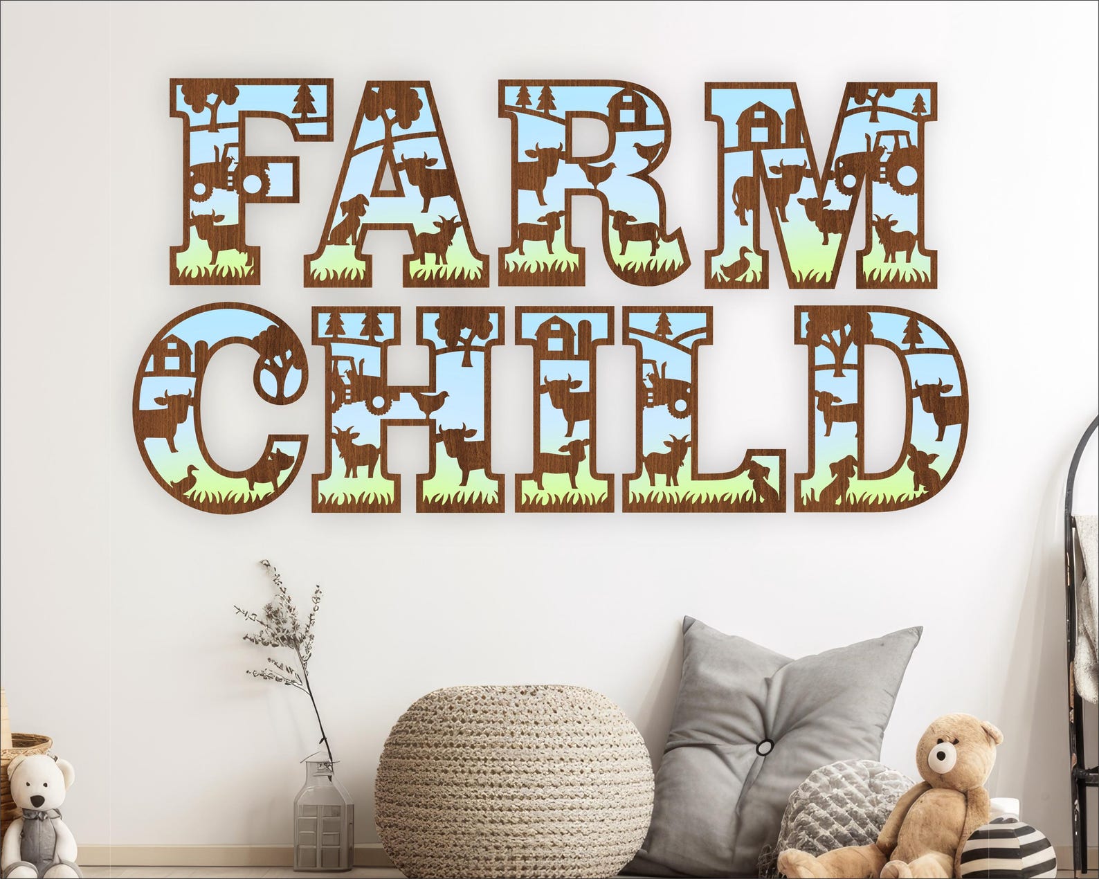 Farm Animal Alphabet SVG: Layered Letters, Laser Cut Files (digital ...