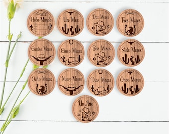 Spanish Baby Milestone Discs Cowboy Western Monthly Baby Photo Props SVG Set (Digital Download)