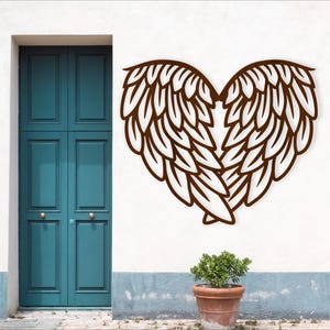 Angel Wings Heart Wall Art SVG: Laser Cut File (Digital Download