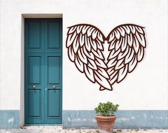 Angel Wings Heart Wall Art SVG: Laser Cut File (Digital Download