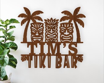 Tiki Bar Name Sign Laser Cut File SVG - Tropical Bar Wall Art (Digital Download)
