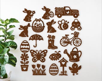 Spring Easter Silhouette Bundle SVG | Bunny Chick Flower Laser Cut Files Cricut (digital download)