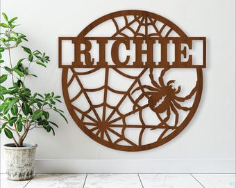 Spider Web Name Sign: Laser Cut Door Hanger Template (Digital Download)