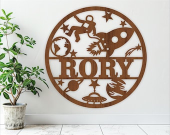 Astronaut Rocket Name Sign: Space Theme Laser Cut File (Digital Download)