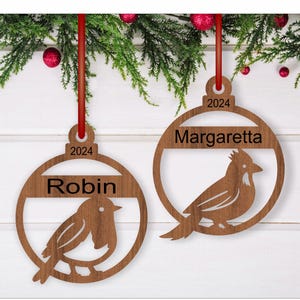 Vogel Weihnachtsschmuck, 2 Designs SVG Laserschnitt, sofortiger Download Pdf, Dxf, Ai und Cdr Vorlage.